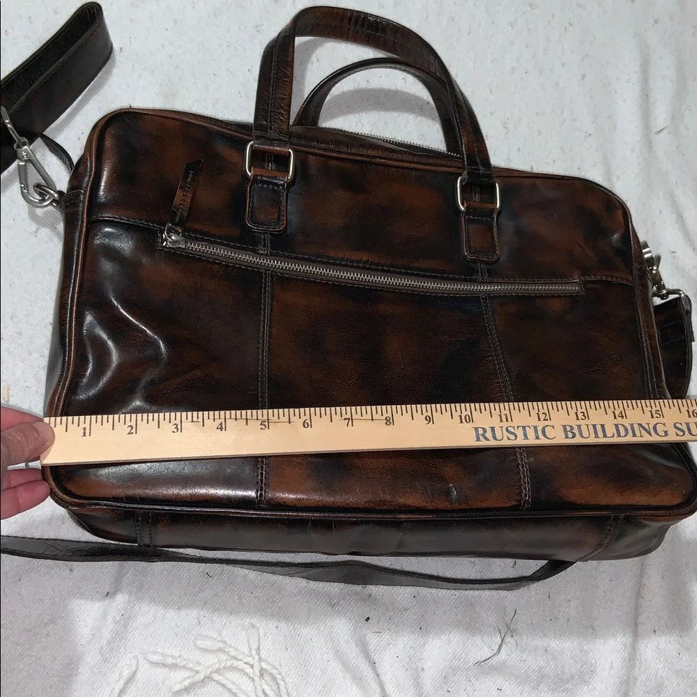 HX London Woven Brown Leather Messenger laptop Bag with Shoulder Strap